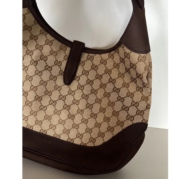 💎 ✨BEAUTIFUL ✨💎 Brown GG Canvas and Nubuck Leather Jackie Web Hobo crossbody - Picture 6 of 13
